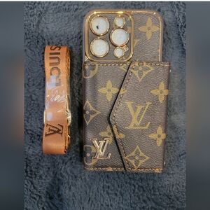 Louis Vuitton Brown Monogram iPhone Case with Leather Wrist Strap